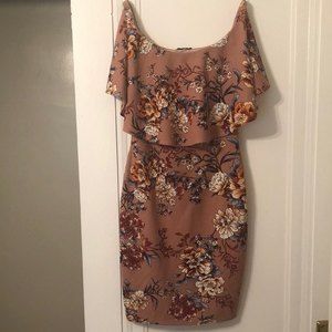 Off shoulder nude floral dress new